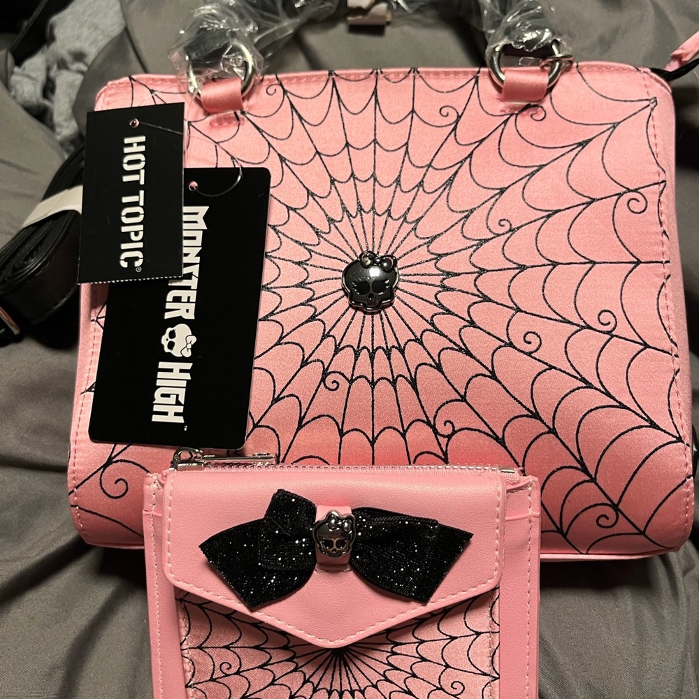 Monster High Pink and Black Spiderweb Shoulder Bag